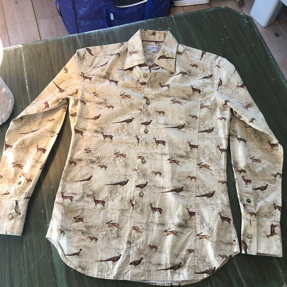 Coton Doux Men's EUC Slim Fit Wild Print Button Down Shirt - 37-38 15" - Picture 1 of 7